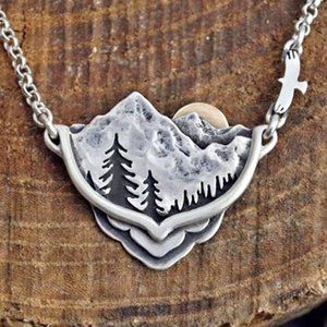 Nature-Inspired Silver Mountain Necklace